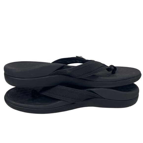 Vionic Tide Flip Flop Sandals Womens 6 Black Silver Buckle Logo Slip On Shoes - Picture 5 of 10